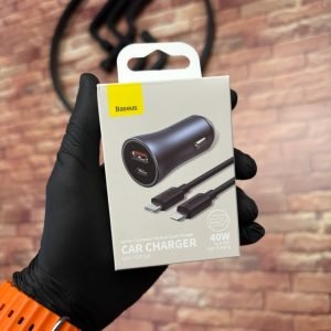 Baseus 40 W Dual USB-C Car Charger – Preto
